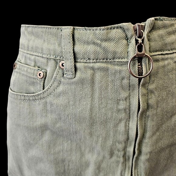 Dance&Marvel Teal Denim Skirt Distressed Asymmetric Hem Full Zip Womens S NEW - Picture 3 of 7